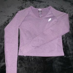DOYOUEVEN Purple Cropped Seamless Long-sleeve